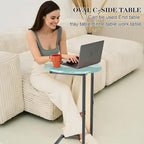 C Shaped End Side Table, Small Oval Couch Sofa Table - Image 4
