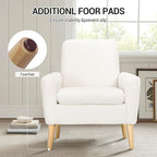 White Accent Chair Set of 2 for Living Room, Fluffy Comfy Reading Leisure - Image 5