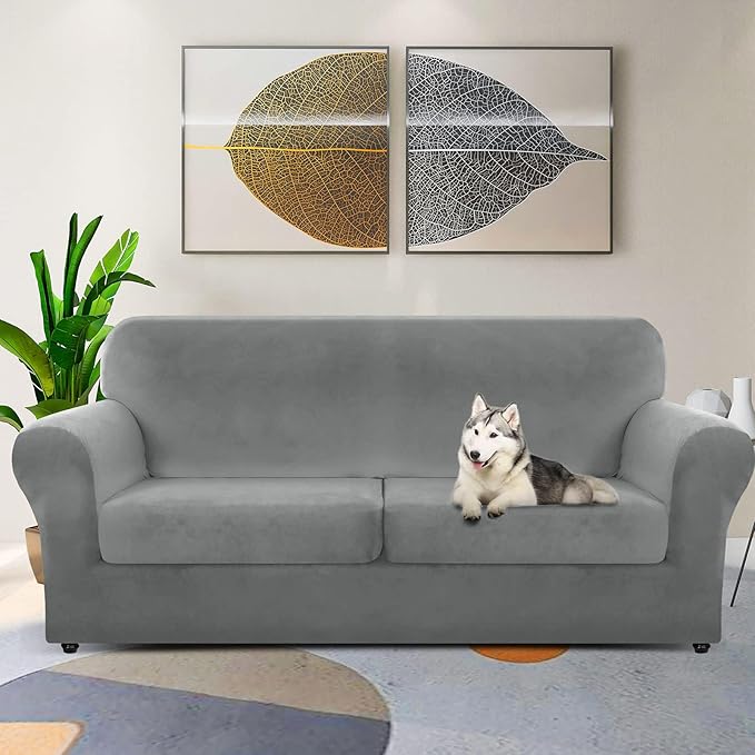 ZNSAYOTX Oversized Velvet 3 Piece Couch Cover - Image 2