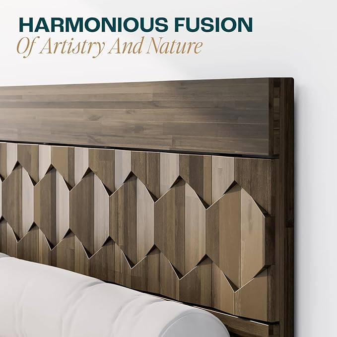 Bme Georgina King Size Bed Frame and Headboard, Signature Handcrafted Geometric - Image 5