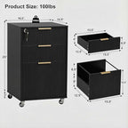 3 Drawers Fluted Mobile File Cabinet - Image 2