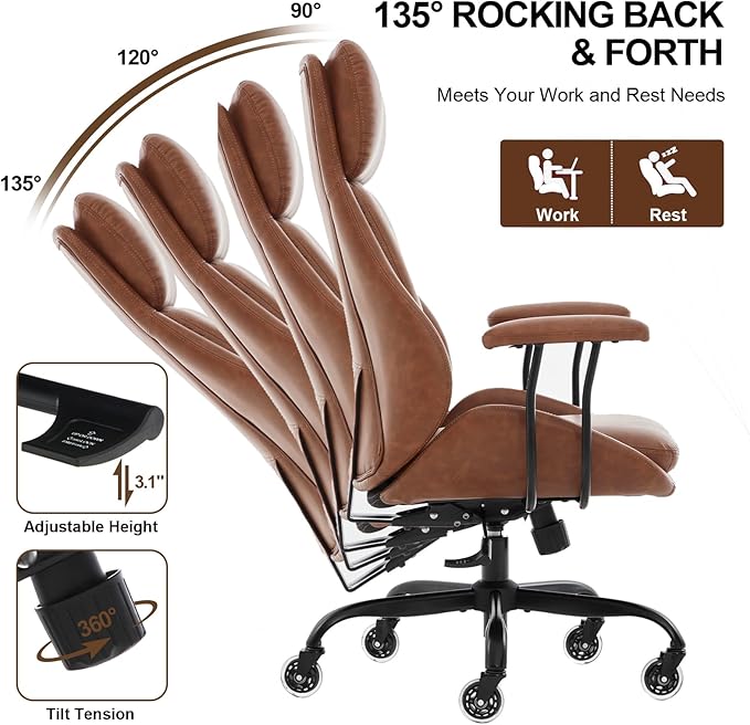 E-Motie Office Chair, Leather Desk Chair - Image 6