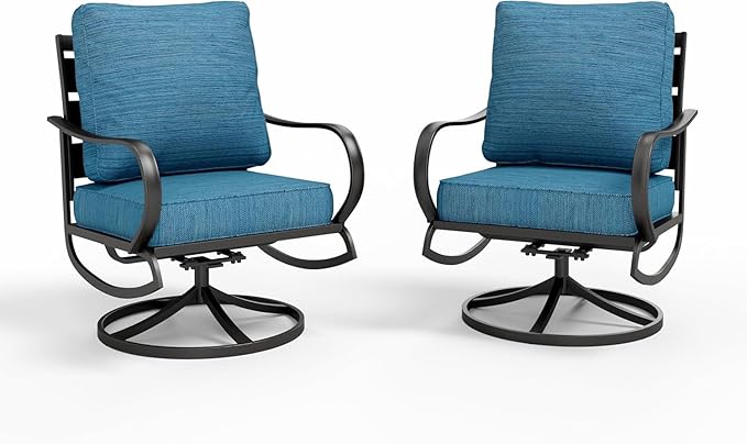 Sophia & William 2 Pieces Patio Furniture Sets Metal Sofa Chairs Patio Cushion by SophiaWilliam