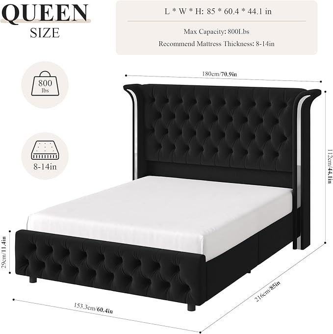 Keyluv Queen Smart LED Bed Frame - Image 2