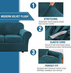 H.VERSAILTEX Real Velvet Plush 3 Piece Stretch Sofa Covers Couch Covers - Image 3