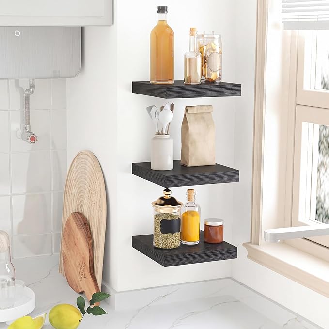 Fixwal Floating Shelves for Wall, 8 Inch Small Black Shelves Wall Mounted Shelf - Image 7