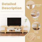 Welnow Low Bamboo TV Stand for Up to 65 Inch, Small Mid Century Modern - Image 3