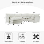 ROWHY 113'' Sectional Cloud Couch, 5 Seater Modular Corner L Shape Sofa Big - Image 2