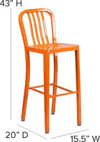 Flash Furniture Gael Commercial Grade 2 Pack 30" High Orange Metal - Image 3