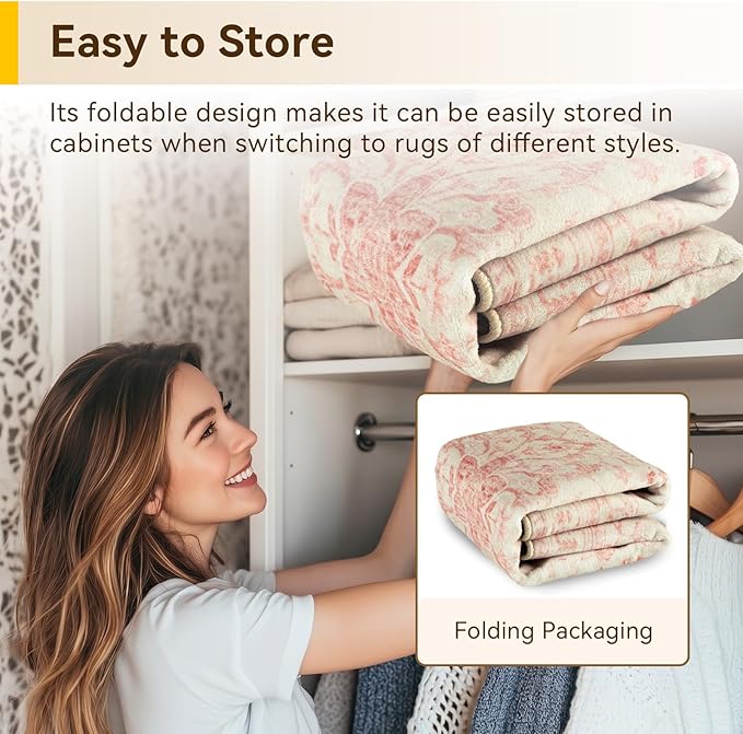 RELEANY Area Rugs 3'x5' Washable Non-Slip, Floral Vintage Distress Print - Image 5