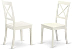 East West Furniture DLBO3-WHI-W 3 Piece Dining Room Table Set Contains a Round - Image 6