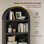 Bestier 76" Tall Arched Bookshelf, 5 Tier Arched Bookcase - Image 4