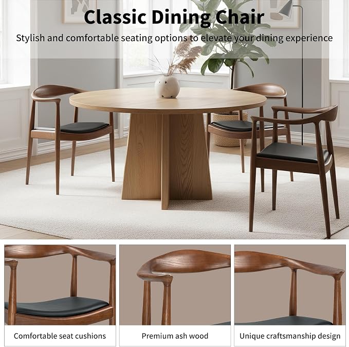 Kennedy Armchair, Mid Century Modern Dining Chair, PU Upholstered Kennedy Chair - Image 6