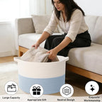 115L Extra Large Woven Cotton Rope Blanket Basket - Image 4