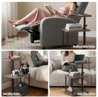 Faesun C Table End Table Adjustable Height, 360°Swivel TV Tray Table - Image 5
