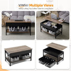 VINGLI 36" Lift Top Coffee Table - Image 6