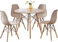 5-Piece Round Dining Table Set, Small 35.5" Kitchen Table Chairs Set of 4 Space by LECAFURHL