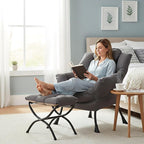 MBOOYOME Lazy Chair with Ottoman, Modern Accent Lounge Armchair with Armrests - Image 3
