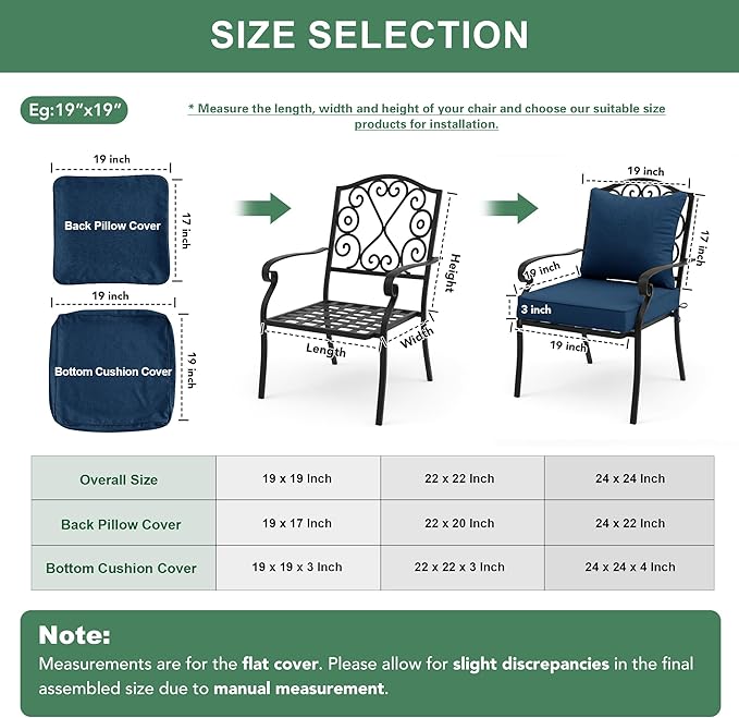 Summsun Outdoor Chair Cushions, Faux Linen Backrest and Deep Seat Cushion Set - Image 7