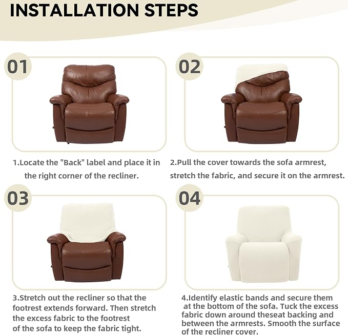 Cupuamon Recliner Chair Covers, Lazy Boy Recliner Covers Stretch Reclining - Image 6