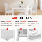FDW | 5-Piece Dining Table Set | White | Glass Kitchen Table - Image 6