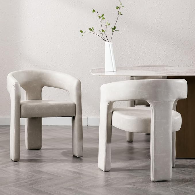 BESTANO Set of 3 Modern PU Leather Upholstered Dining Chairs - Image 2