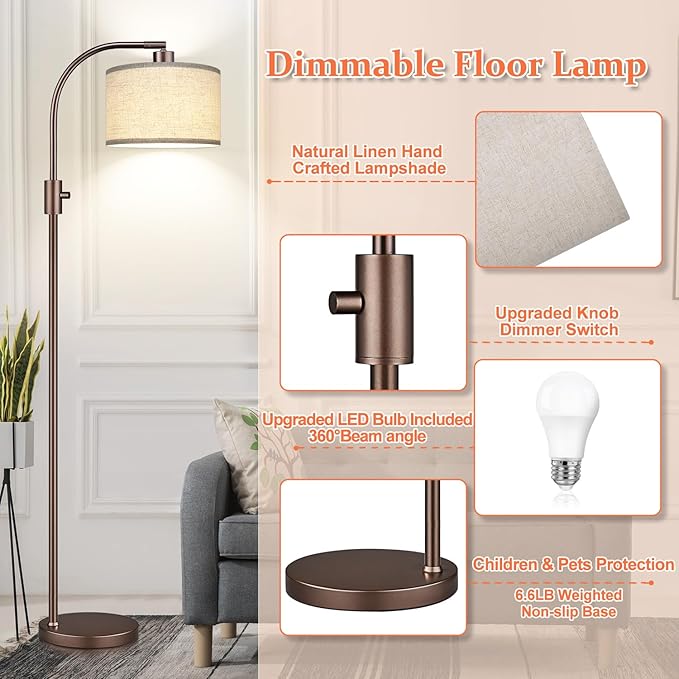 Nintiue Upgraded Modern Arc Dimmable Tall Standing Floor Lamp - Image 4