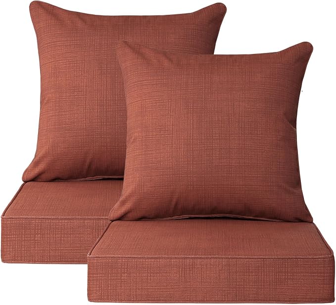 Outdoor Deep Seat & Back Cushion Set, 24 x 24 Inch Water Repellent and Fade by Supflourishia