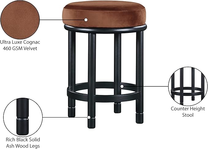 Meridian Furniture 977Cognac-C Monette Collection Art Deco Counter Stool - Image 7