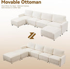 143.8" Modular Sectional Sofa Modern Chenille U Shaped Couch - Image 8