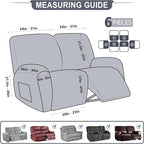 ANARACHON Leather Look Loveseat Recliner Cover, 6-Pieces Stretch Dual Recliner - Image 3