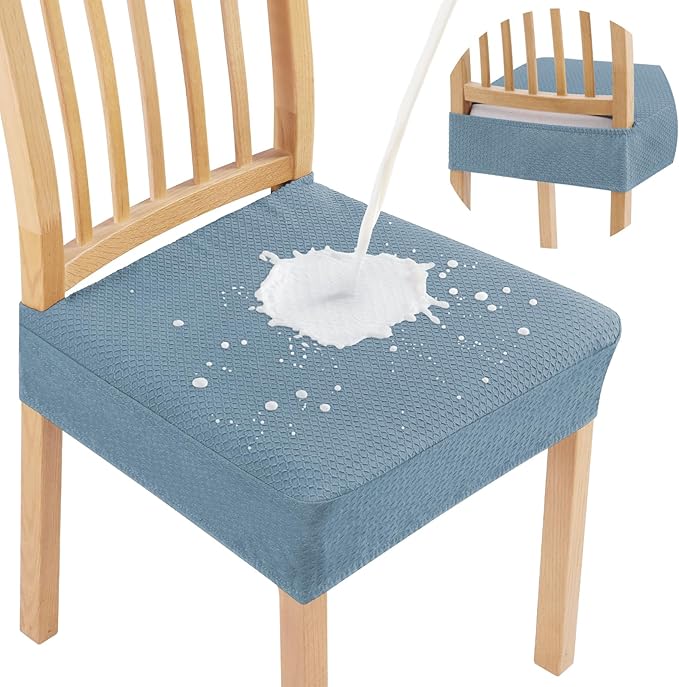 Smiry Waterproof Seat Covers for Dining Room Chairs Set of 8, Stretch Jacquard by Smiry