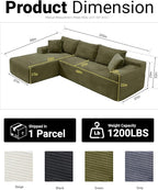 108" Cloud Sectional Couch, Modern Modular Sectional Sofa - Image 2