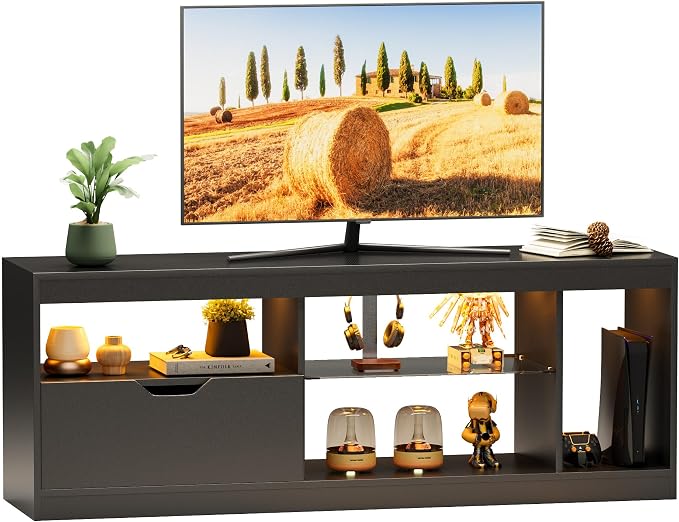 JUMMICO TV Stand, Entertainment Center LED Gaming TV Stand by JUMMICO