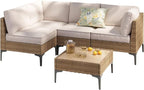 5-Piece Patio Furniture Set, Outdoor Wicker Sectional Sofa - Image 9