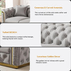 Luxury Chesterfield Sofa Set of 2, Velvet Tufted Couch Victorian Black and Gold - Image 5