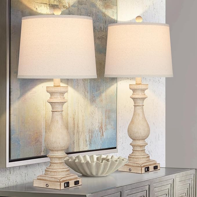 Cinkeda 29" Tall Table Lamp for Living Room Set of 2, Farmhouse Nightstand - Image 5