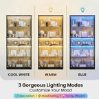 Display Cabinet with Glass Doors & LED Lights, 5 Tier Lighted Display Case - Image 4