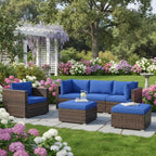 Tangkula 6 Pieces Wicker Patio Furniture Set, PE Rattan Outdoor Sectional by TANGKULA