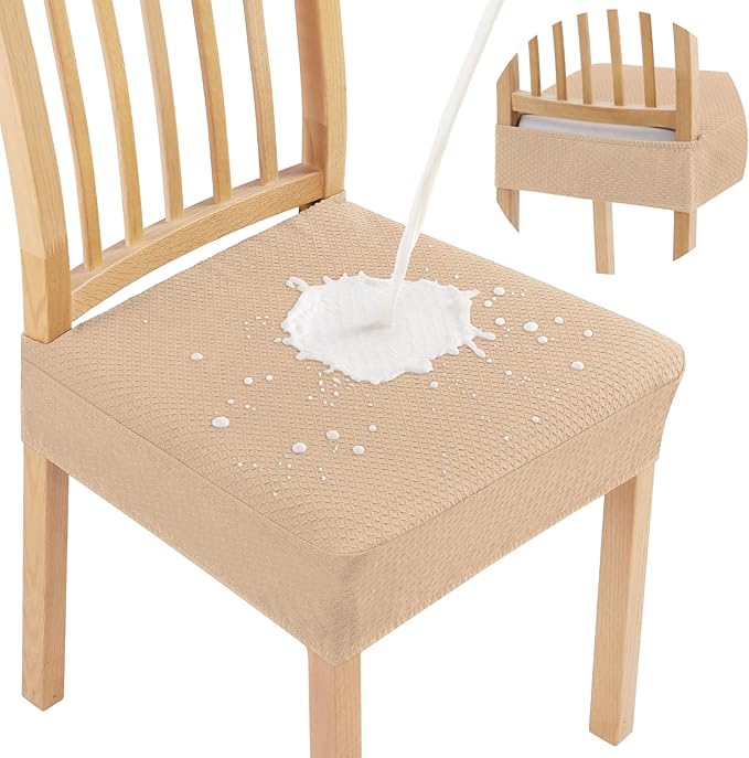Smiry Waterproof Seat Covers for Dining Room Chairs Set of 2, Stretch Jacquard by Smiry