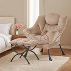 Tiita Lazy Chair with Ottoman, Khaki Modern Large Accent Chair, Comfy Leisure - Image 8