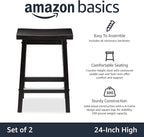 Amazon Basics Solid Wood Saddle-Seat Counter Height Bar Stools - Image 3