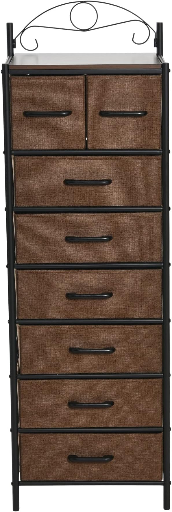 Household Essentials Walnut & Iron Eight-Drawer Dresser Tower - Image 4