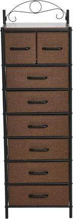 Household Essentials Walnut & Iron Eight-Drawer Dresser Tower - Image 4
