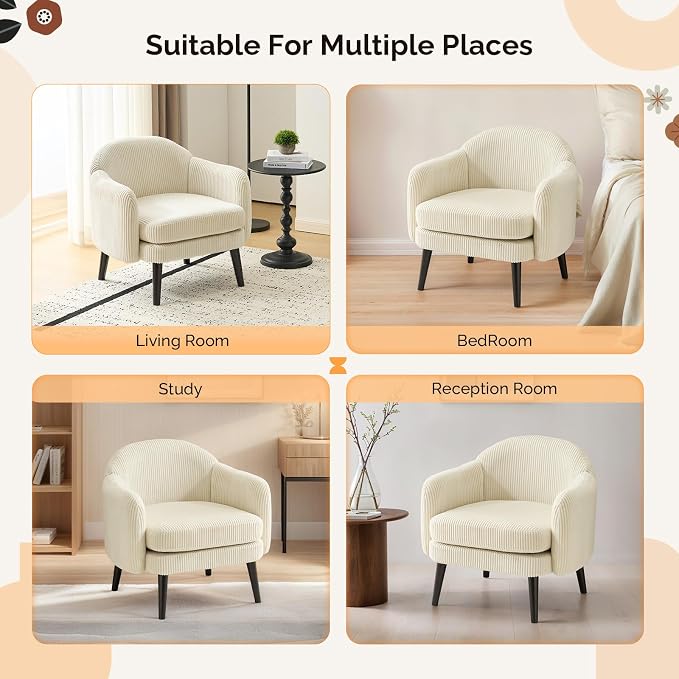 VINGLI 30.3" Wide Modern Barrel Accent Armchairs Set of 2 - Image 7