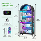 HNEBC Arched Book Shelf with Glass Doors, LED Bookcase with RGB Lights - Image 2