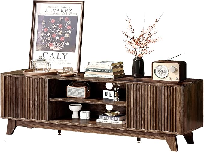 VINGLI 58.6" TV Stand up for 70 Inch TV, Mid Century Entertainment Center - Image 9