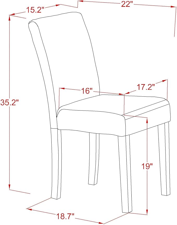 East West Furniture ABP4T04 Abbott Parson Dining Chairs - Image 3