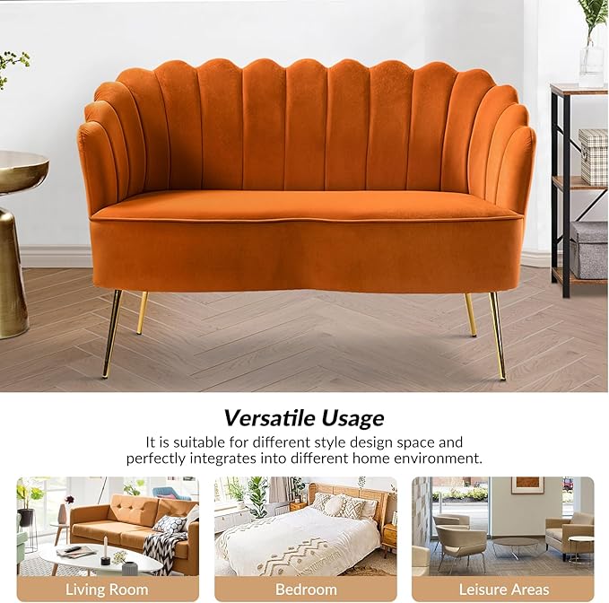 HULALA HOME Modern Velvet Loveseat Sofa - Image 6