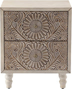HOMPUS 2-Drawer Farmhouse Nightstand, Fully Assembled Boho Night Stand - Image 9